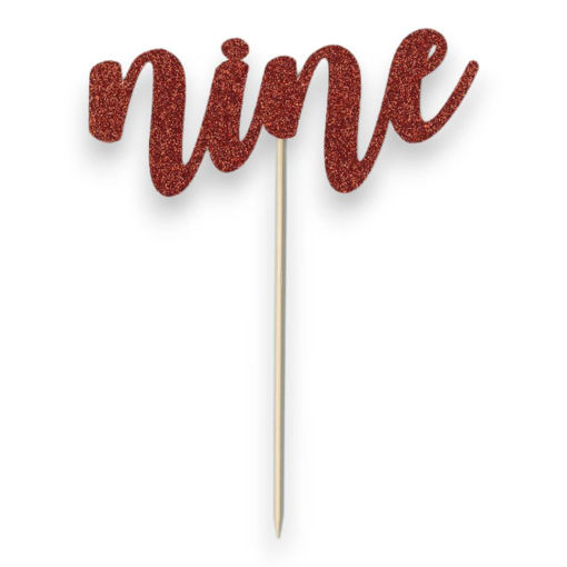 Picture of NINE CAKE TOPPER RED GLITTER